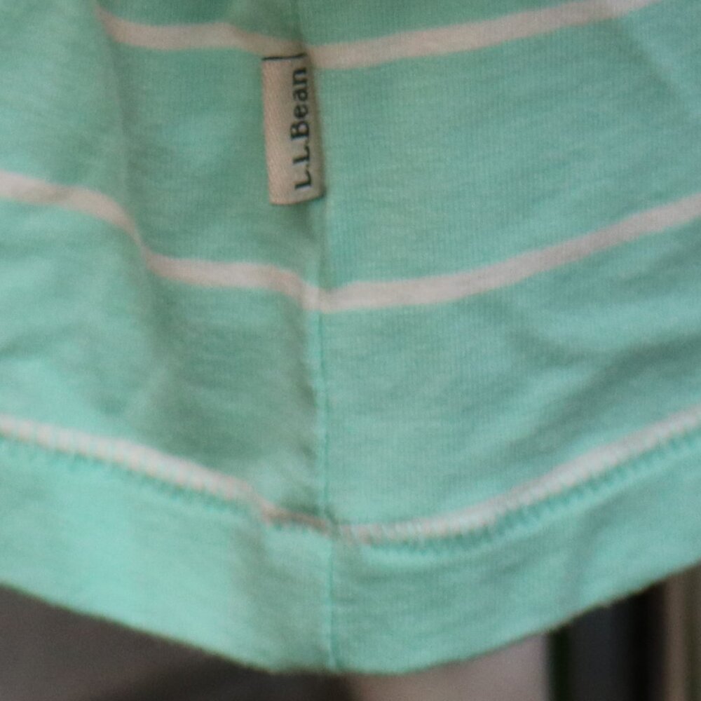 LL Bean Petite Mint w White Stripe Supima Modal Boatneck Long Sleeve Tee Sz LP - Picture 5 of 10